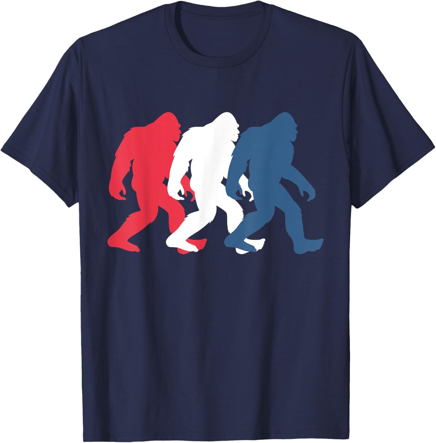 4th of July Bigfoot Red White and Blue Gift Sasquatch Merica Women Kids Men T-Shirt - T-Shirt | Navy