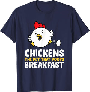 Chickens The Pet That Poops Breakfast T-Shirt - T-Shirt | Navy