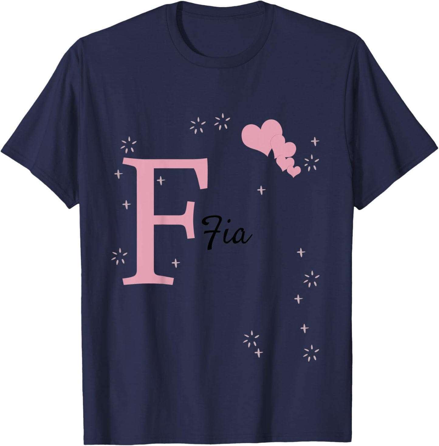 Kids Fia Clothing with Name Girl Personalised Gift Pink T-Shirt - T-Shirt | Navy