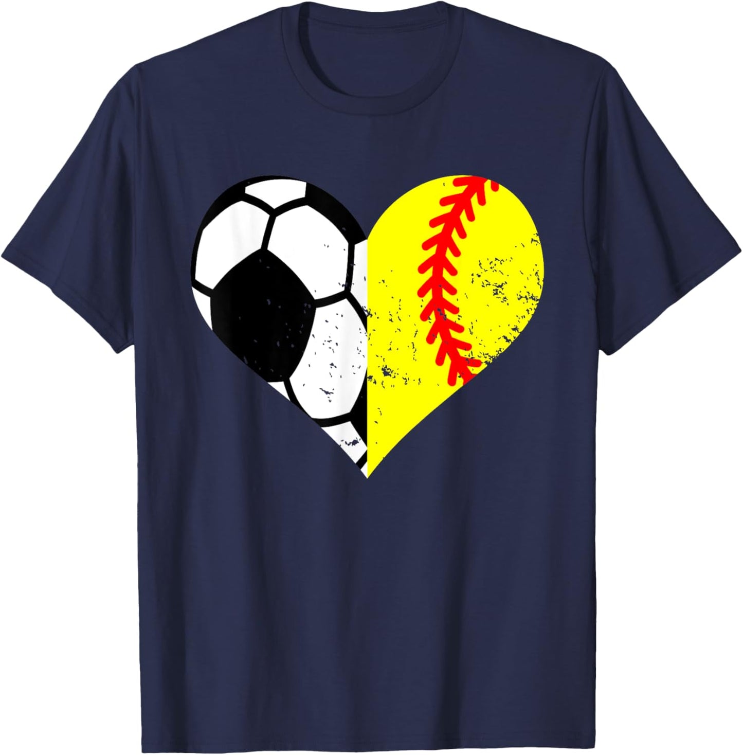 Soccer Softball Heart Funny Soccer Softball Mom T-Shirt - T-Shirt | Navy
