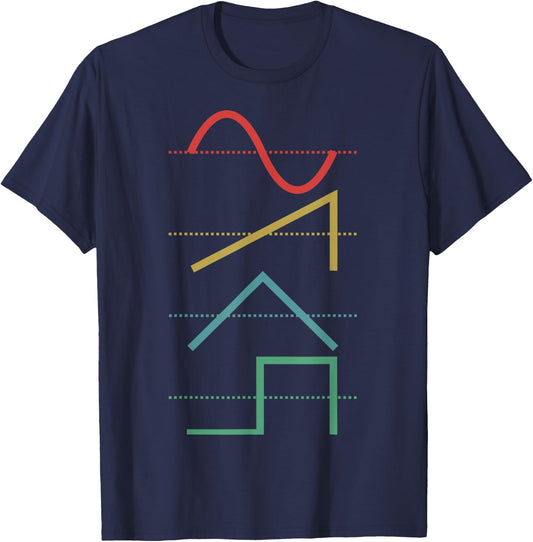 Vintage Analog Synthesizer Techno Waveform - Synth Nerd T-Shirt - T-Shirt | Navy