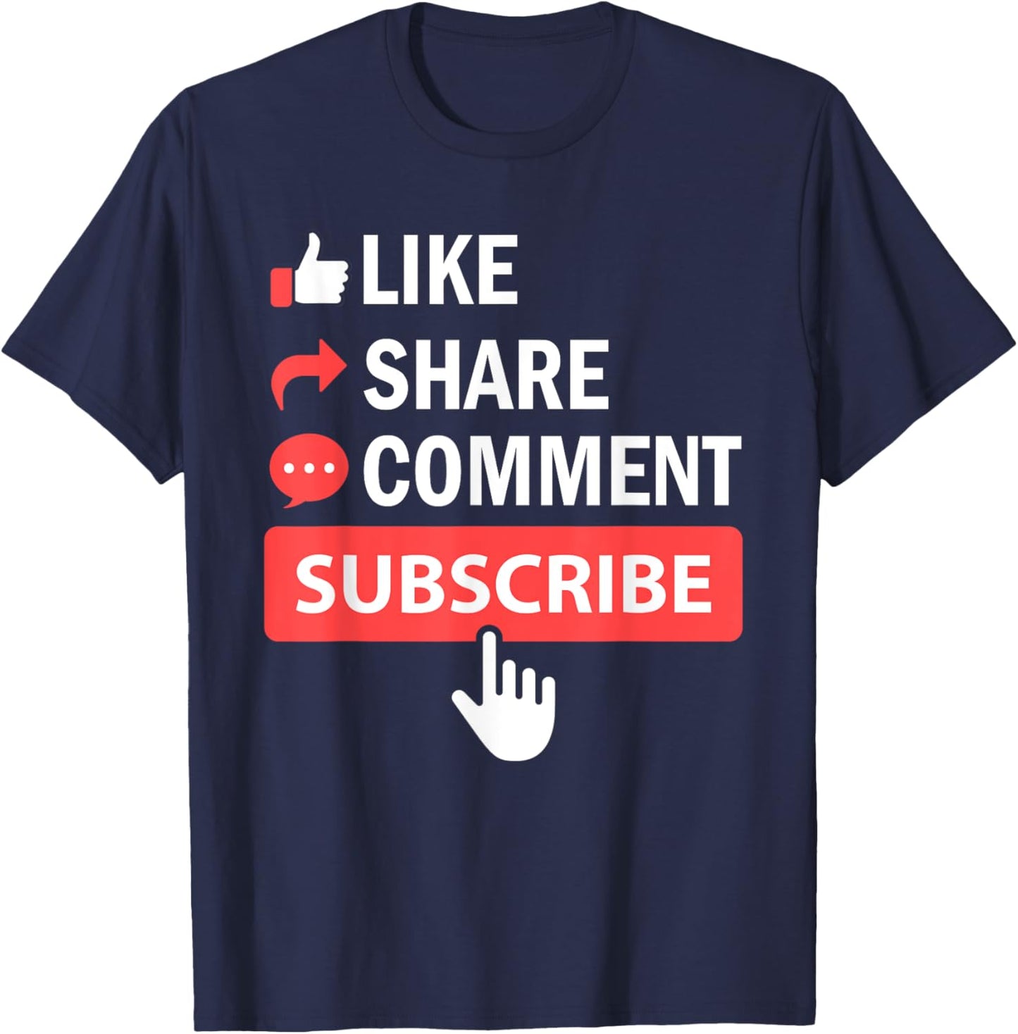 Like Share Subscribe Comment Video Livestream Blogging T-Shirt - T-Shirt | Navy