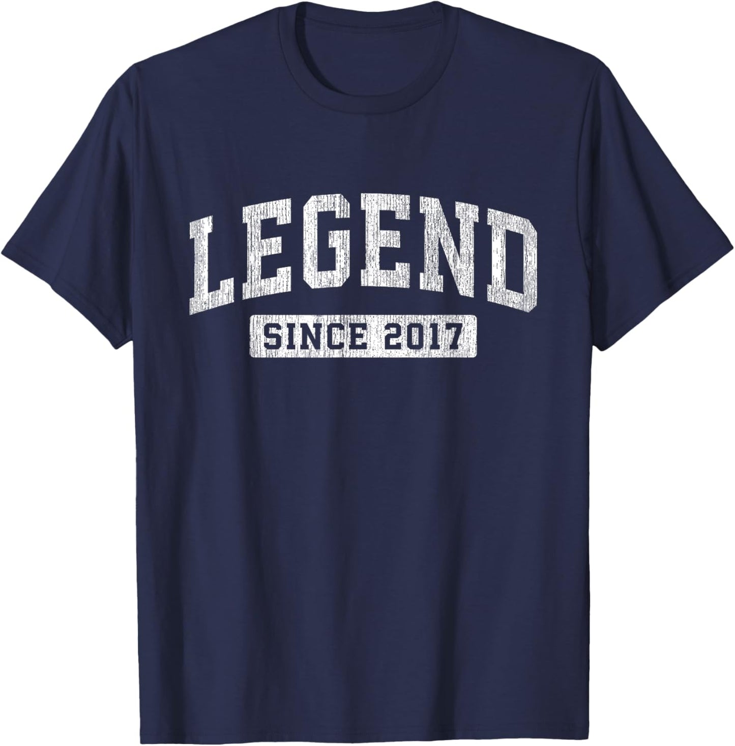 Legend Since 2017 Vintage Birthday Athletic Sports Design T-Shirt - T-Shirt | Navy