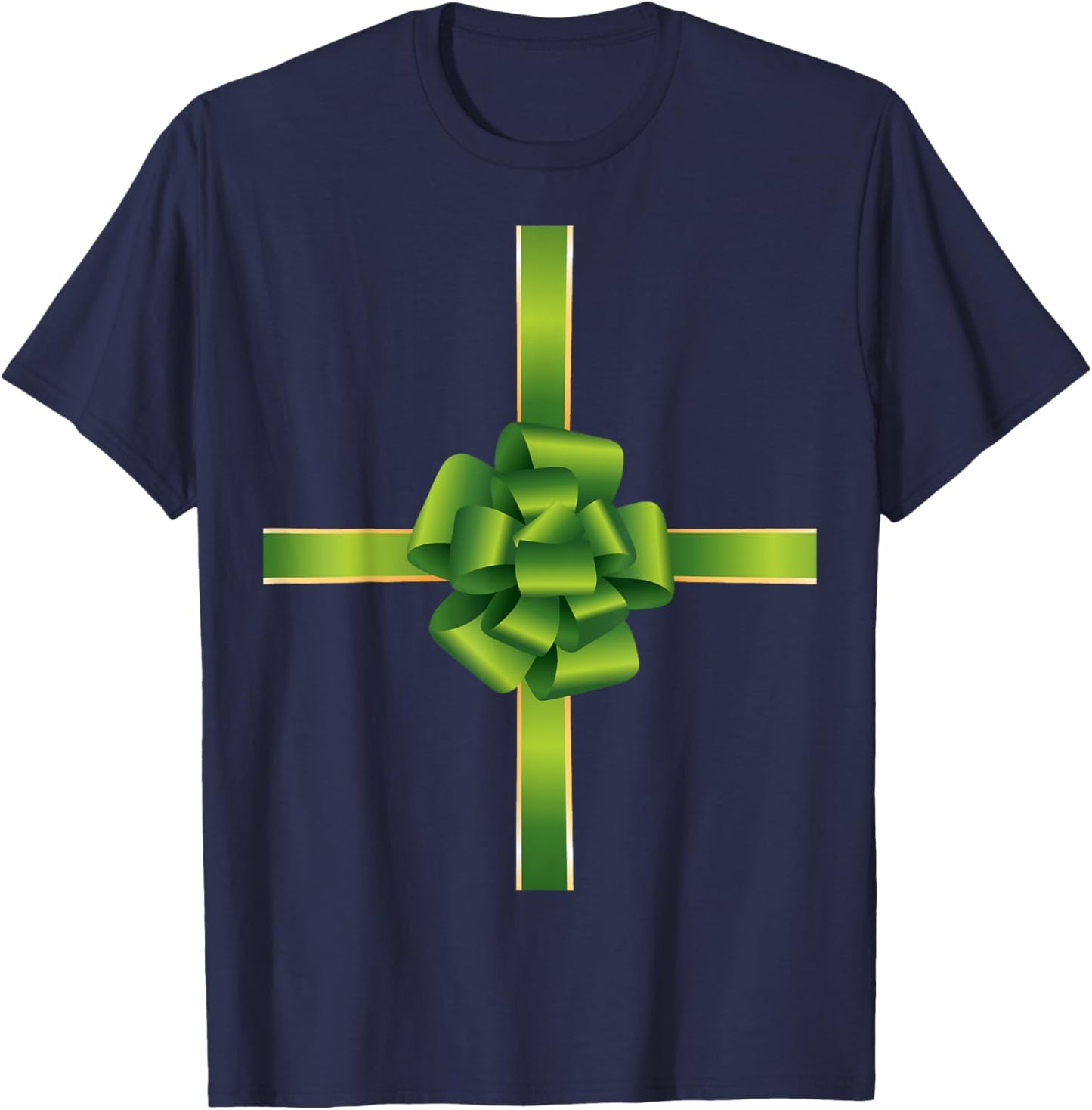 Pretend I'm A Present Green Christmas Bow Kids T-Shirt - T-Shirt | Navy