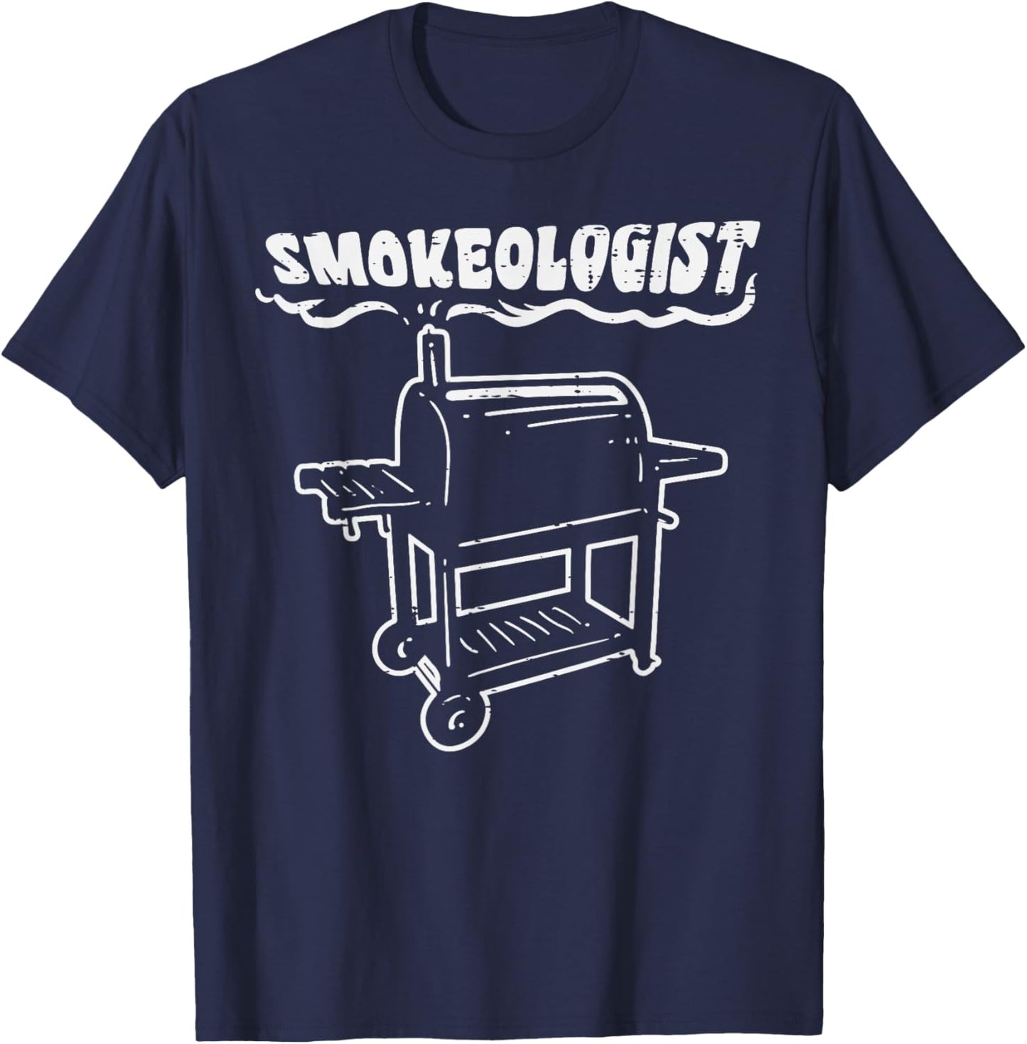 Smokeologist Funny Bbq Barbecue Grill PitDad Men T-Shirt - T-Shirt | Navy