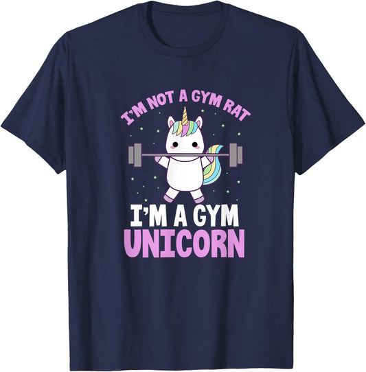 I'm Not A Gym Rat I'm A Gym Unicorn Funny Fitness Lifting T-Shirt - T-Shirt | Navy