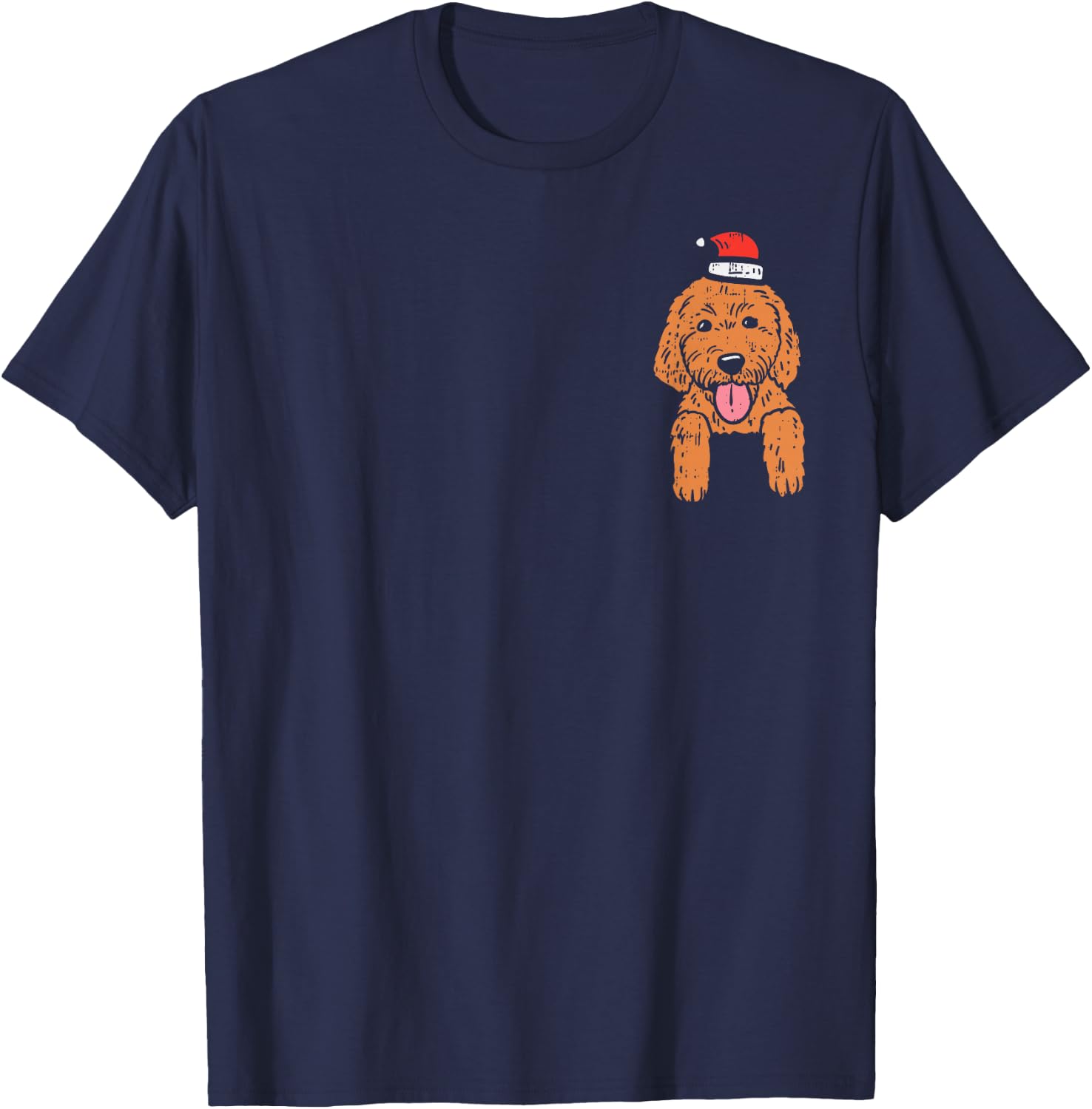 Pocket Goldendoodle Santa Hat Christmas Animal Pet Dog PJ T-Shirt - T-Shirt | Navy