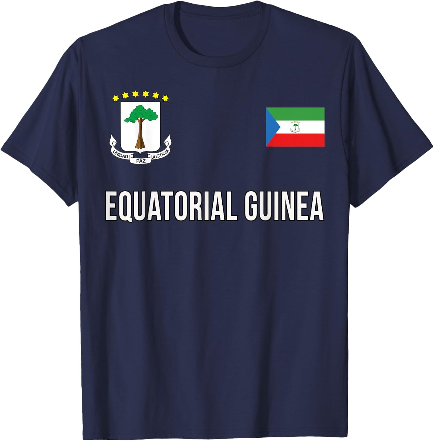 Equatorial Guinea Sports-style Flag and Emblem Design T-Shirt - T-Shirt | Navy