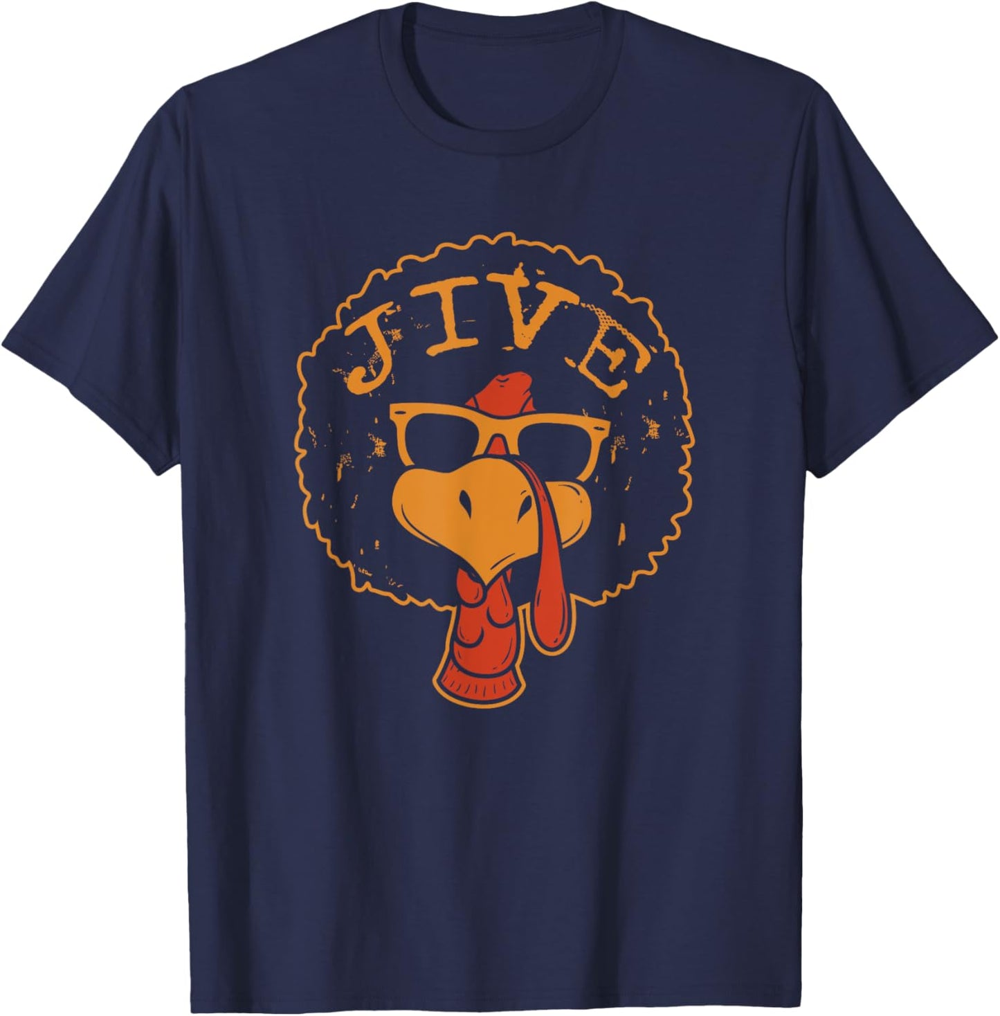Jive Thanksgiving Turkey Funny 70s Retro Afro Turkey T-Shirt - T-Shirt | Navy