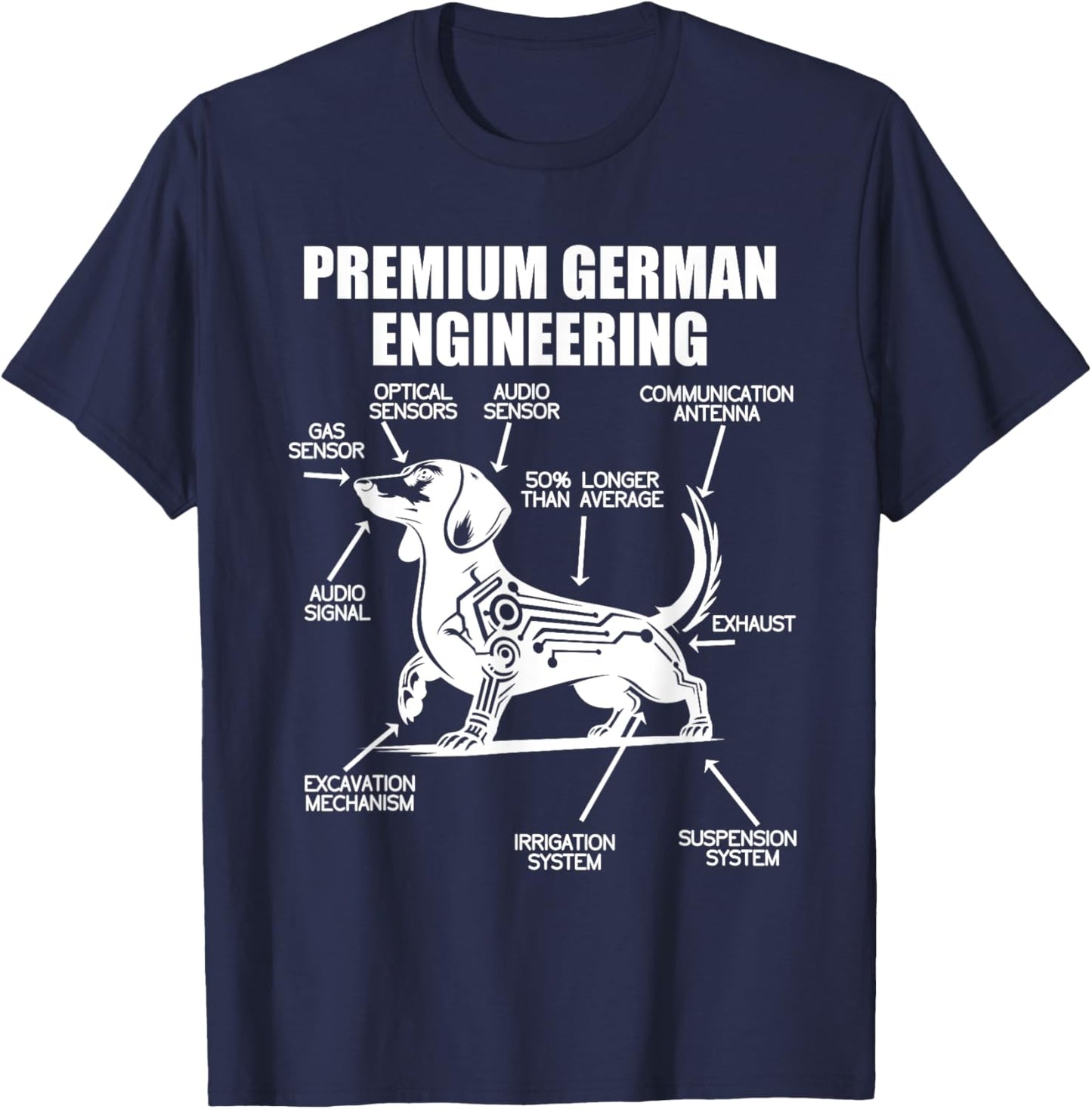 Funny Dachshund Wiener Weiner Dachshund Engineering German T-Shirt - T-Shirt | Navy
