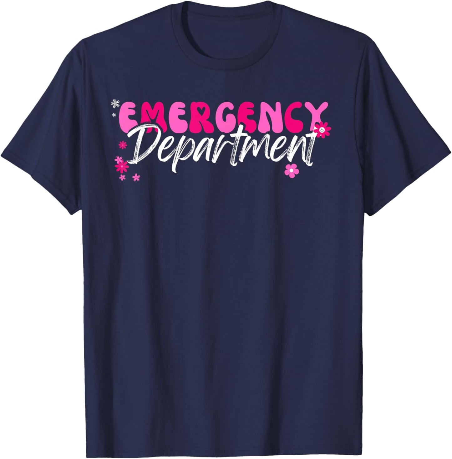 Emergency Department Funny Nurse Gifts. -Adults Emergency Department Modern Black Short Sleeve Classic Fit T-Shirt - T-Shirt | Navy