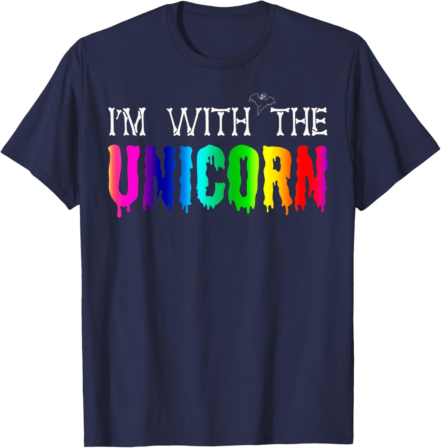 I'm With Unicorn Funny Rainbow Couple Halloween Cosplay T-Shirt - T-Shirt | Navy