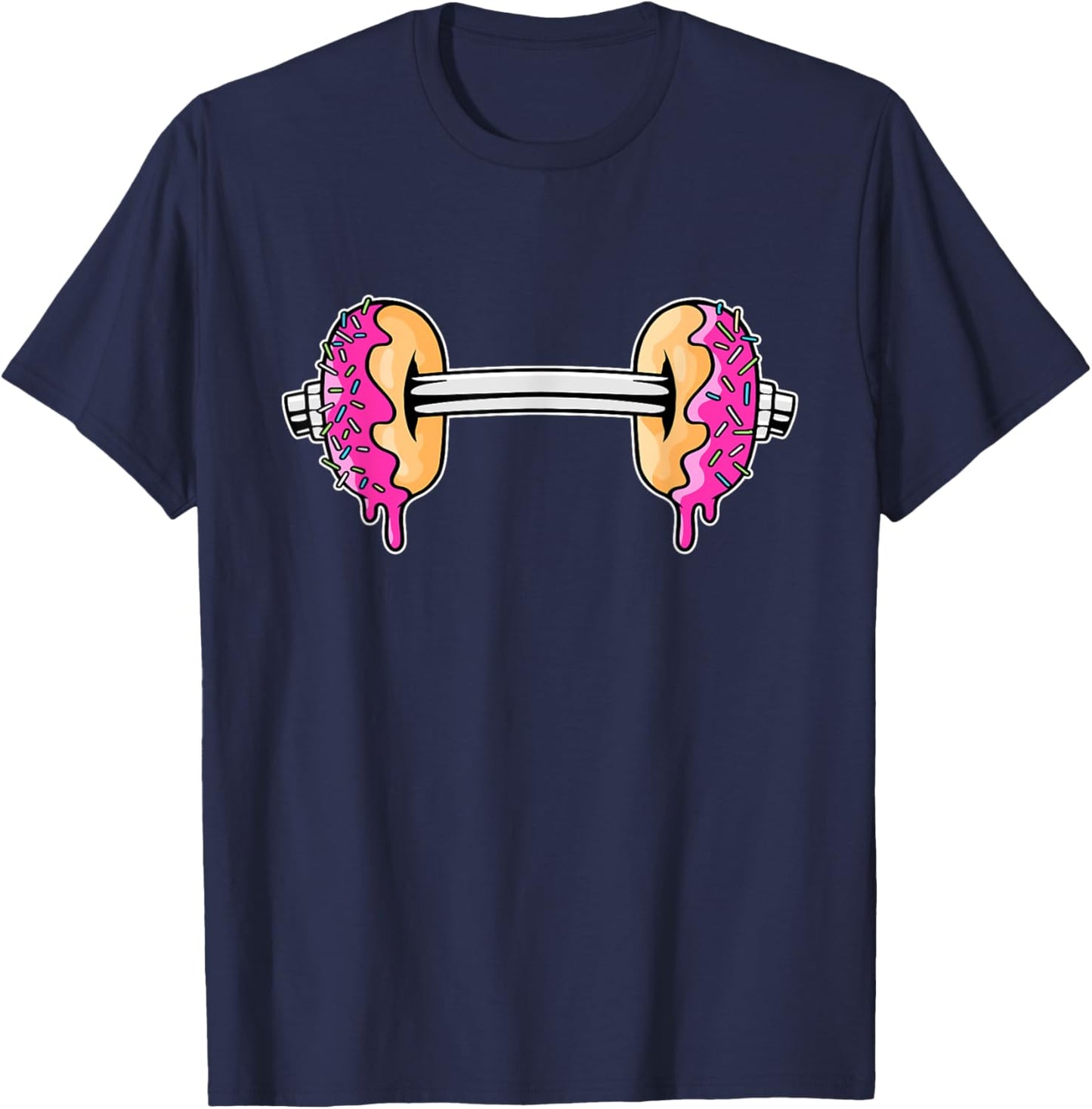 Dumbbells Donuts Day Funny Weightlifting Lover Gym Workout T-Shirt - T-Shirt | Navy
