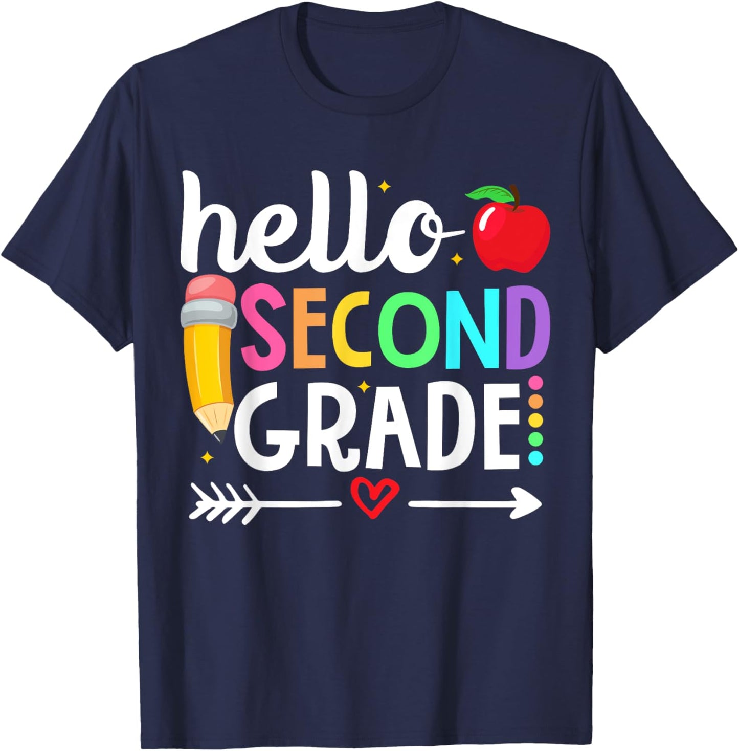 Hello Second Grade Team 2nd Grade Teacher Back to School Men Women Girls Kids T-Shirt - T-Shirt | Navy