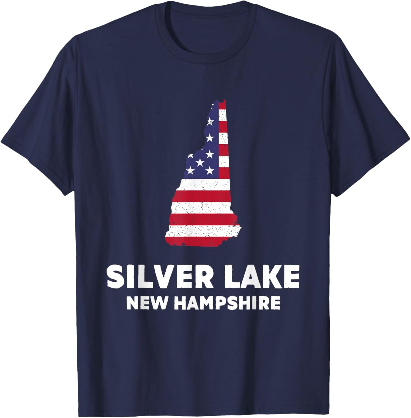 Distressed Patriotic USA Flag Silver Lake, New Hampshire Men T-Shirt - T-Shirt | Navy