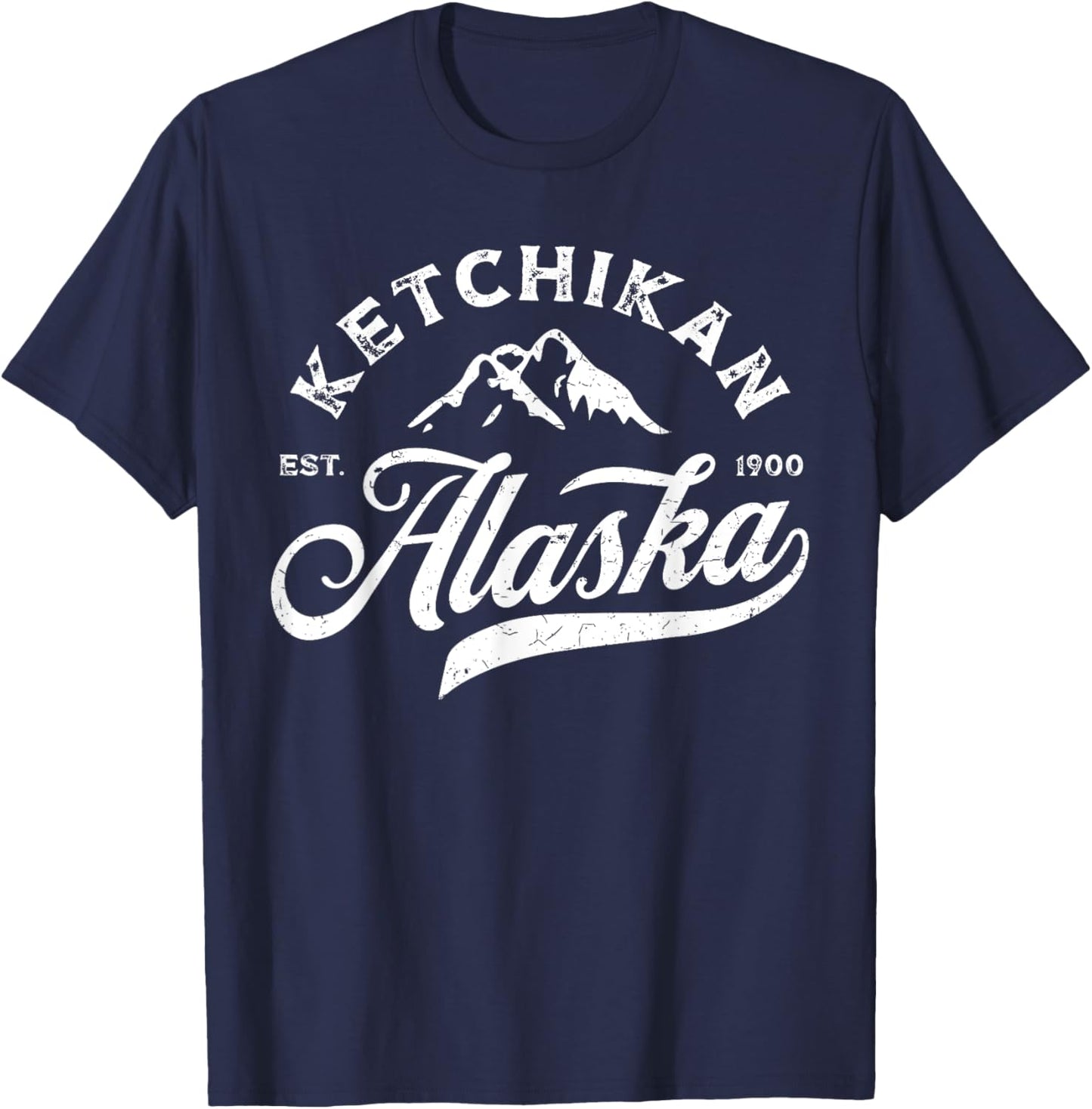 Ketchikan Alaska AK Mountains Vintage Vacation Souvenir T-Shirt - T-Shirt | Navy
