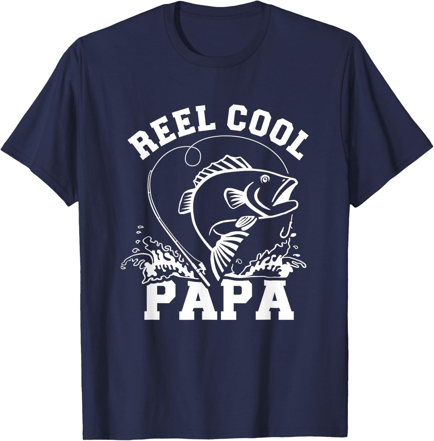 Reel cool Papa dad fishing T-Shirt - T-Shirt | Navy