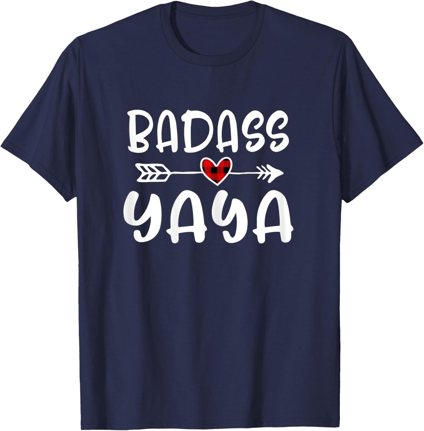 Badass Yaya Mothers Day Buffalo Plaid Grandmother Grandma T-Shirt - T-Shirt | Navy