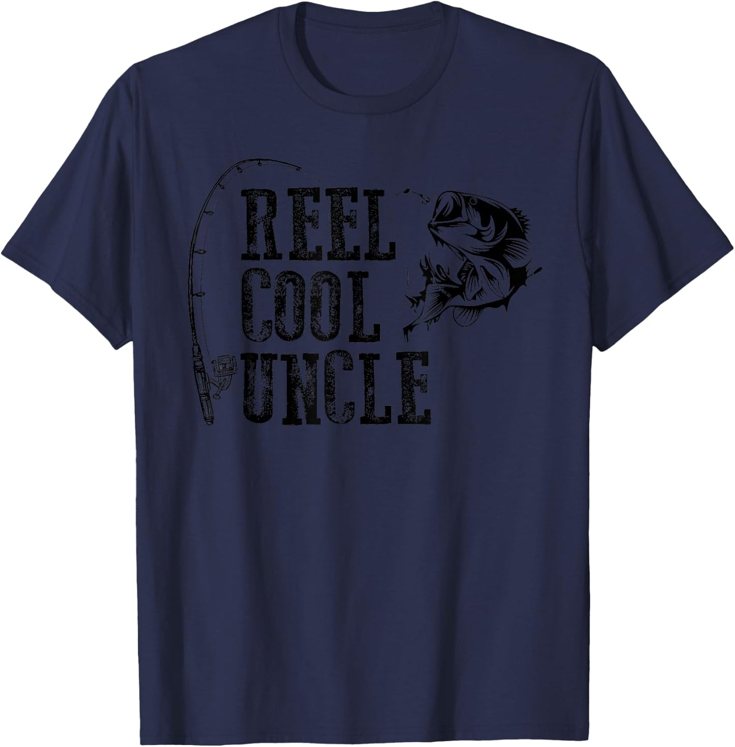 Uncle Fishing: Reel Cool Uncle Funny Gift T-Shirt - T-Shirt | Navy