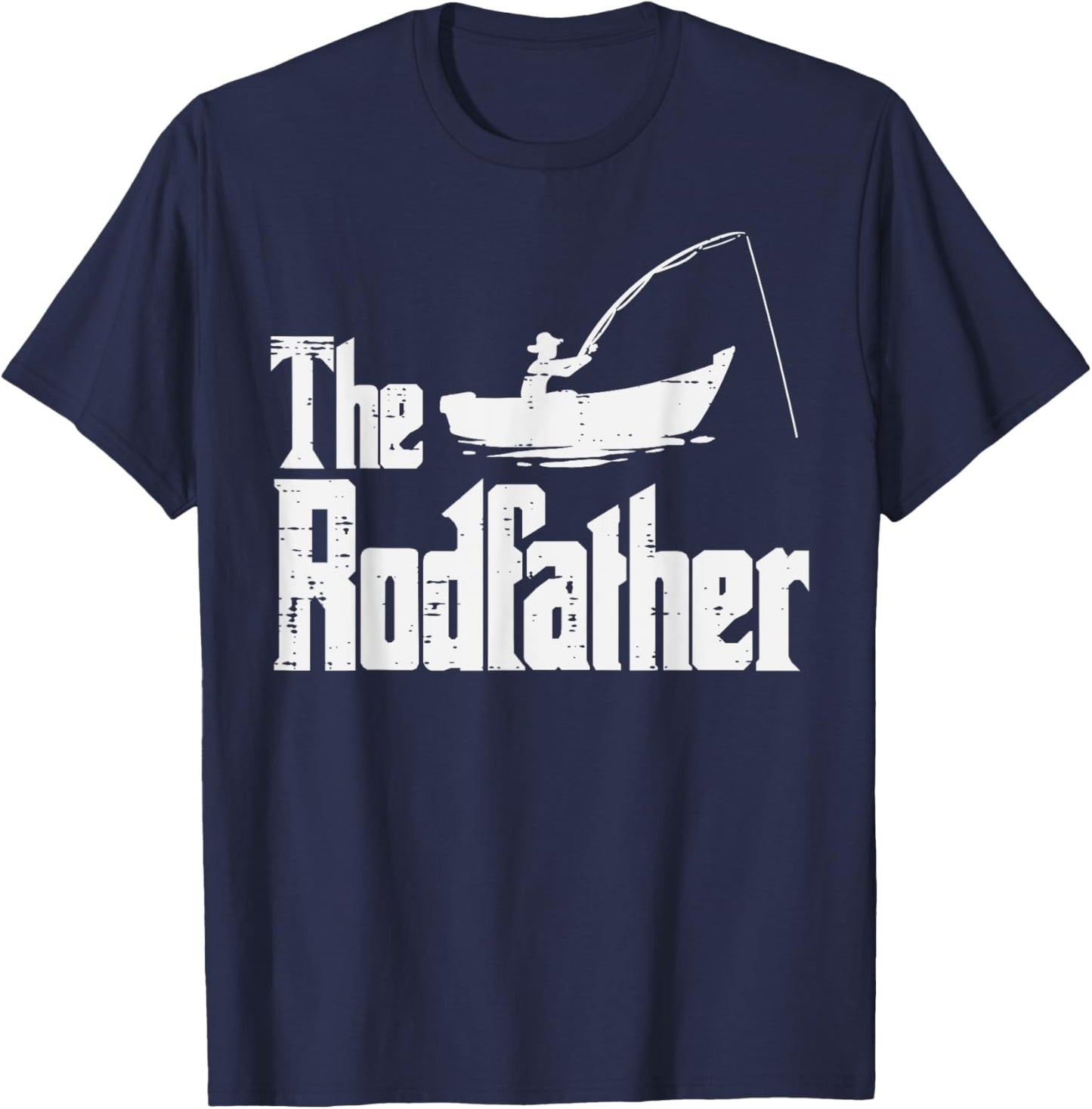 The Rodfather Fun Fishing Fathers Day Movie Pun Dad Papa Men T-Shirt - T-Shirt | Navy