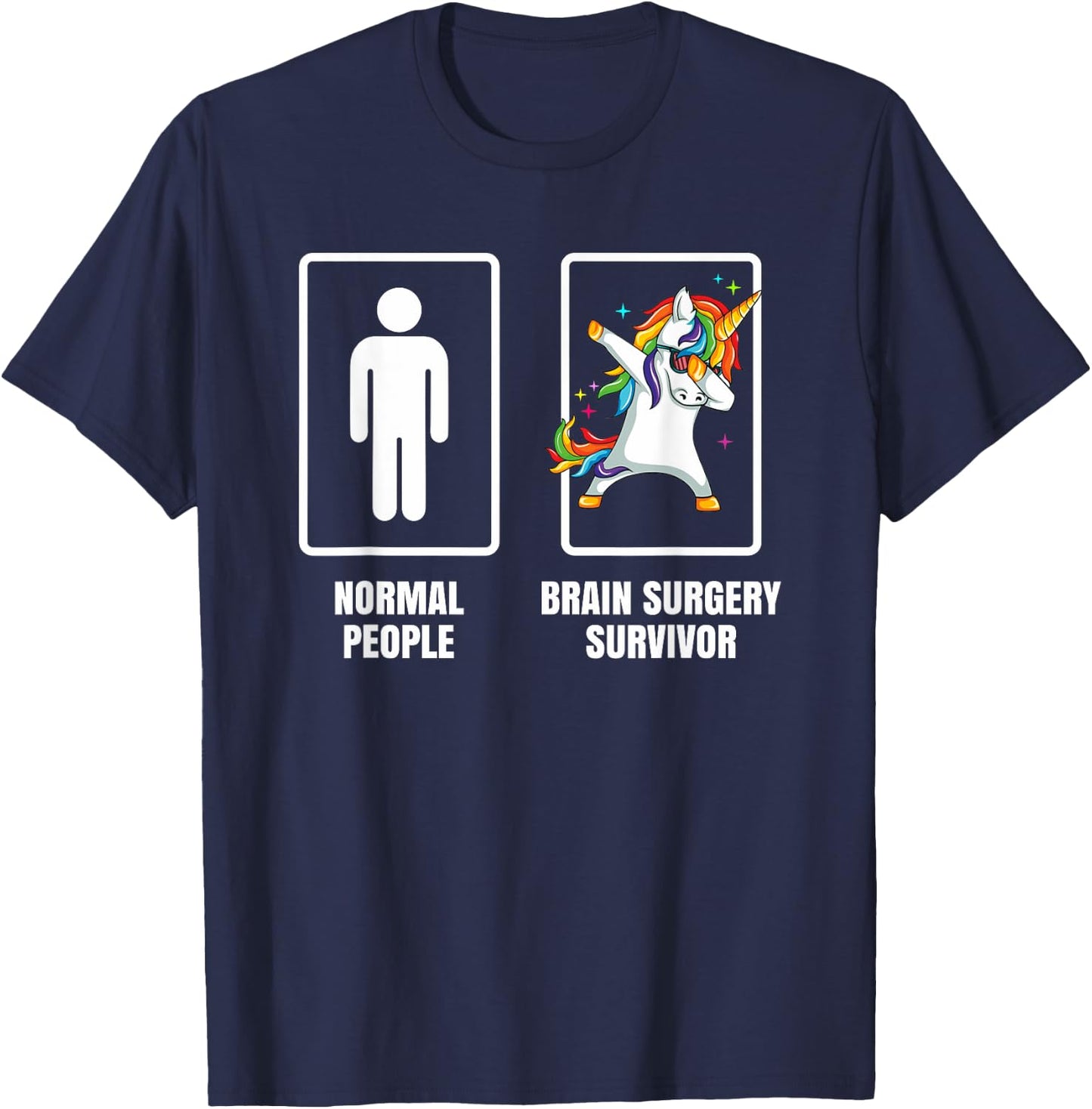 Dabbing Unicorn Brain Surgery Survivor Recovery Get Well T-Shirt - T-Shirt | Navy