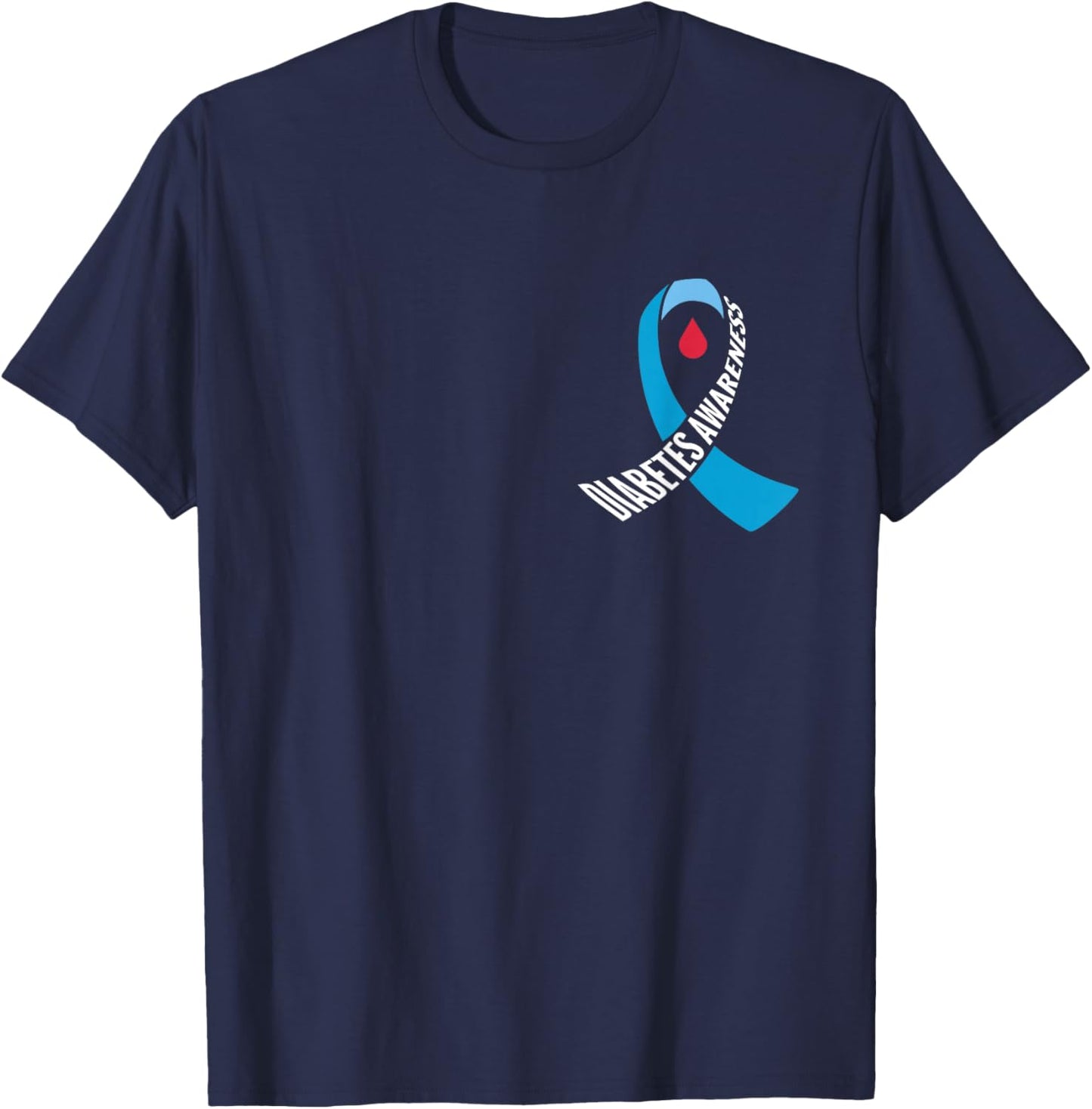 Diabetes Awareness Month Blue Love Ribbon Support T1D T2D T-Shirt - T-Shirt | Navy