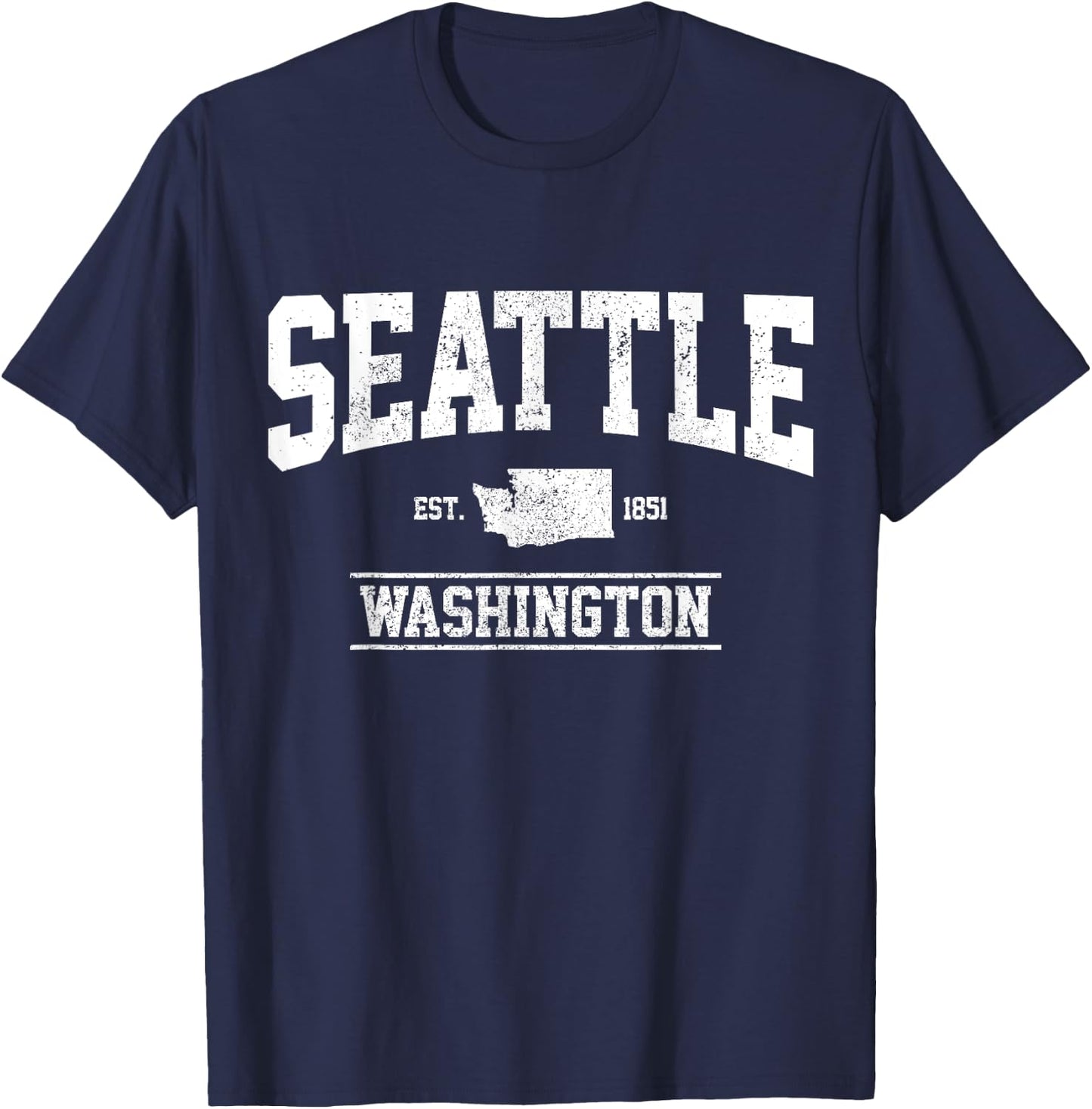 Seattle Washington Est. 1851 State Map Souvenir Gift T-Shirt - T-Shirt | Navy