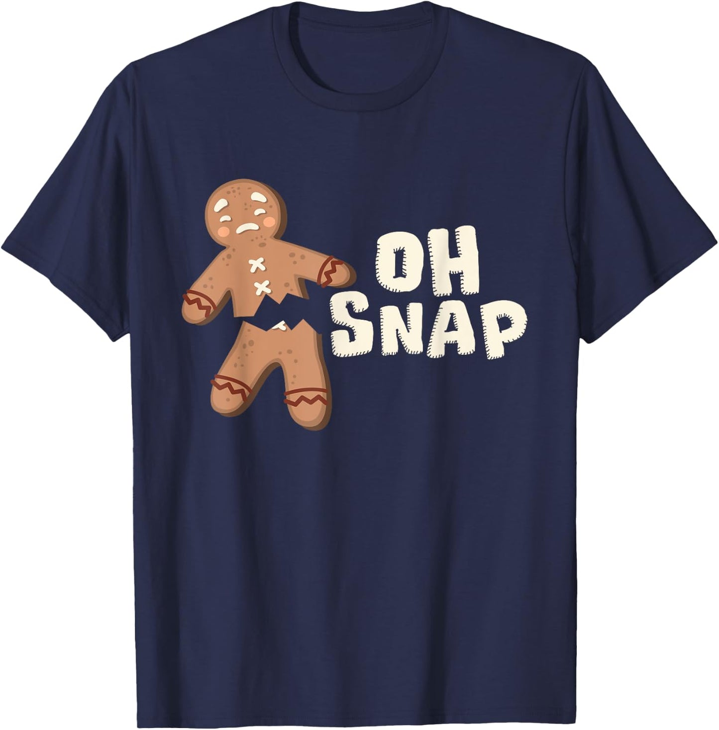 Oh Snap! Funny Broken Gingerbread Man - Christmas Baking T-Shirt - T-Shirt | Navy