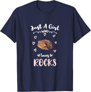 Just A Girl Who Loves Rocks Rock Cellector T-Shirt - T-Shirt | Navy