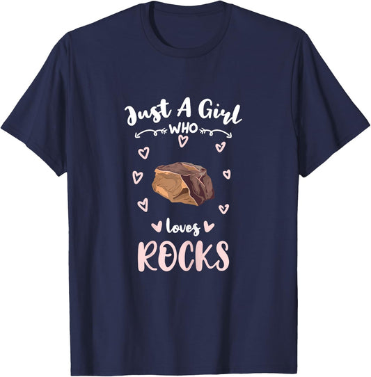 Just A Girl Who Loves Rocks Rock Cellector T-Shirt - T-Shirt | Navy