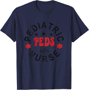 Pediatric Nurse Pediatric Emergency Nurse Peds Nurse Back Of T-Shirt - T-Shirt | Navy