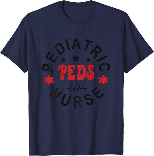 Pediatric Nurse Pediatric Emergency Nurse Peds Nurse Back Of T-Shirt - T-Shirt | Navy