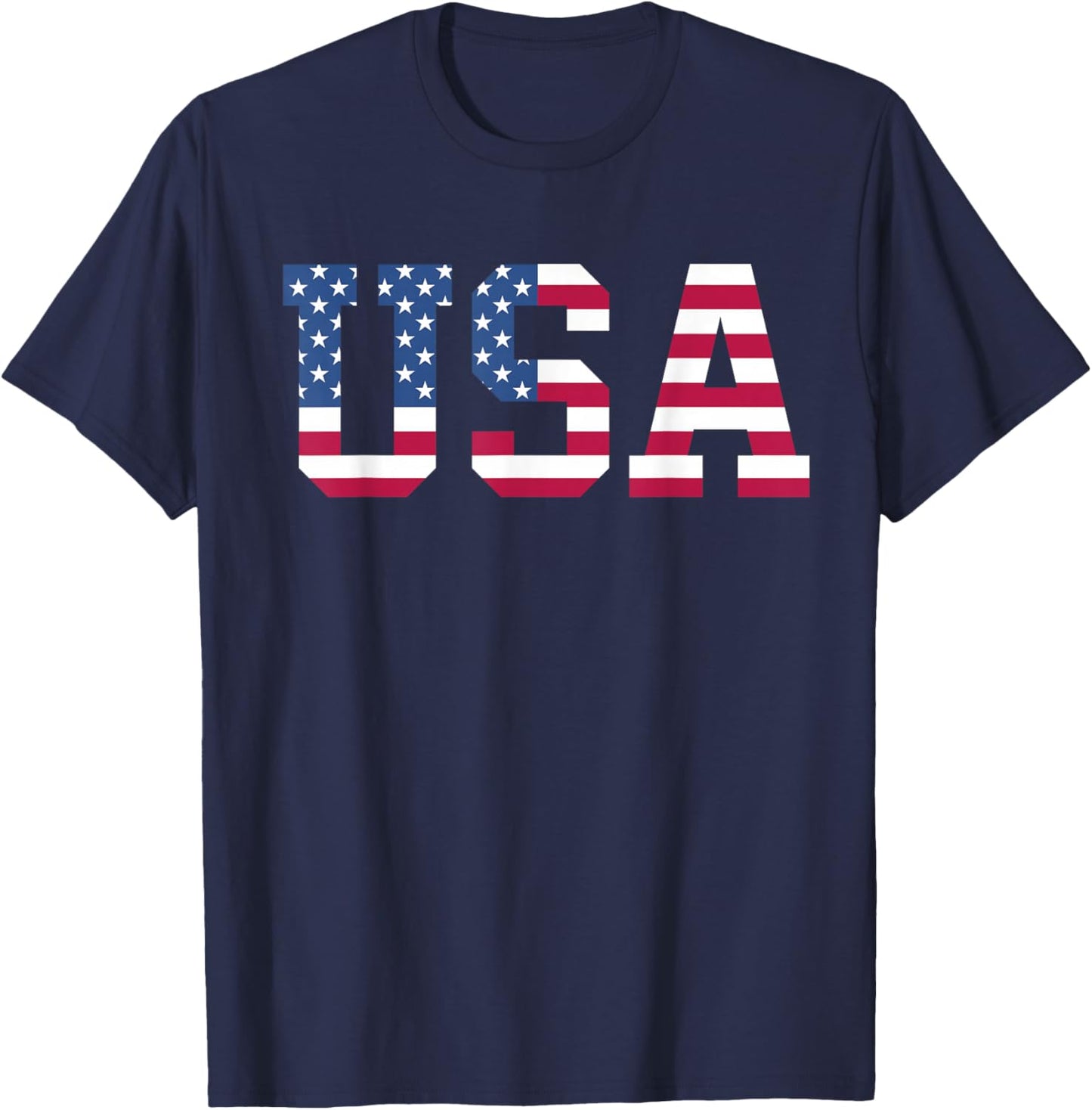 USA American Flag Patriotic Red White Blue Stars & Stripes T-Shirt - T-Shirt | Navy