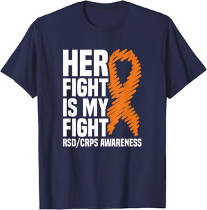 RSD/CRPS Awareness Gift Collection Her Fight My Fight Orange Ribbon - Women's Classic Fit Black Small T-Shirt - T-Shirt | Navy