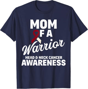 Oral Head & Neck Cancer Awareness Mom Of A Warrior T-Shirt - T-Shirt | Navy