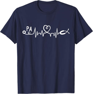 PA Doctor Assistant Heartbeat Gift T-Shirt - T-Shirt | Navy