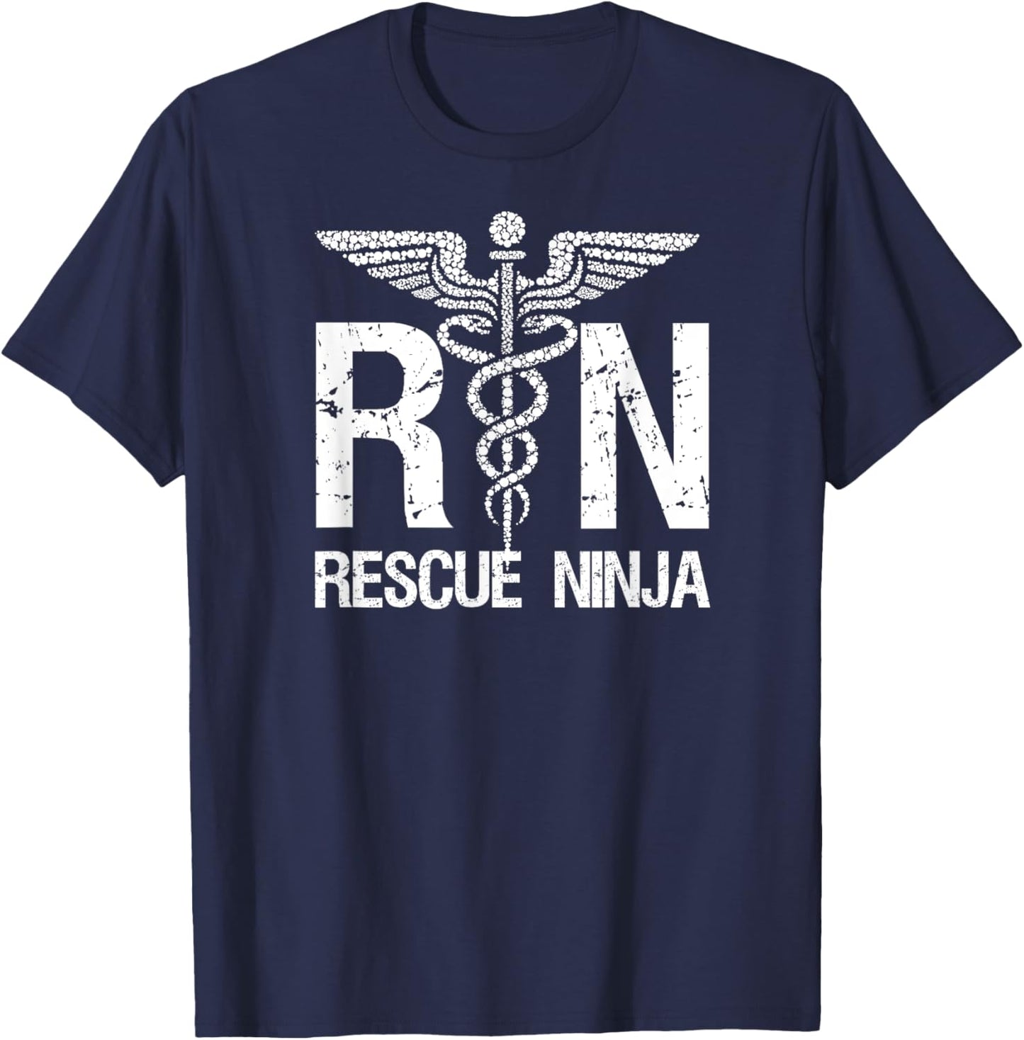 RN RESCUE NINJA Funny Registered Nurse Nursing Joke Quote T-Shirt - T-Shirt | Navy