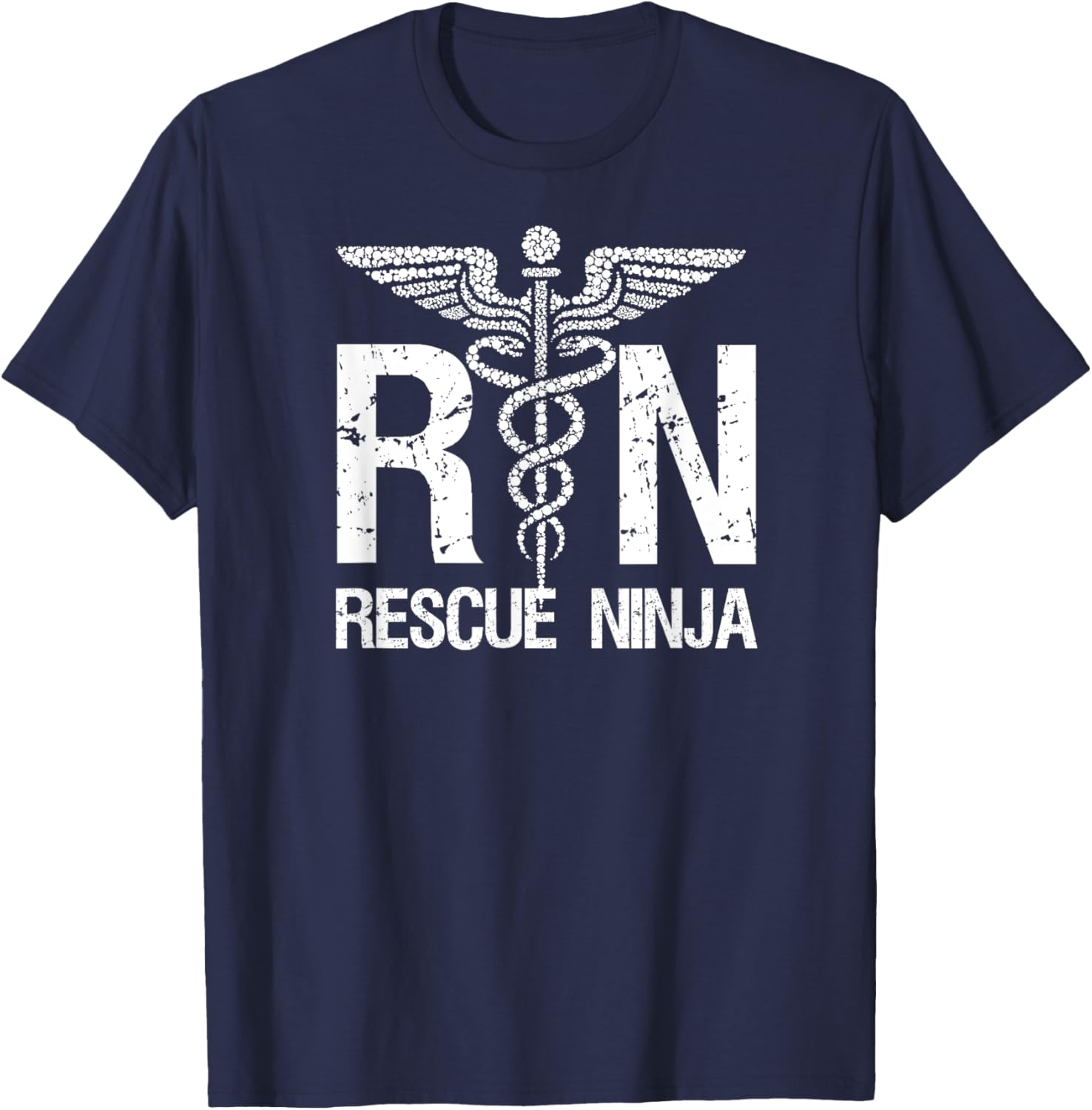 RN RESCUE NINJA Funny Registered Nurse Nursing Joke Quote T-Shirt - T-Shirt | Navy