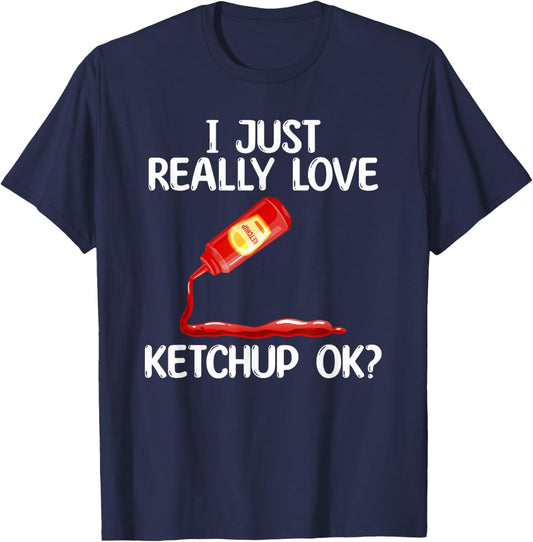 Cool Ketchup Women Mustard Catsup Condiment Foodie T-Shirt - T-Shirt | Navy