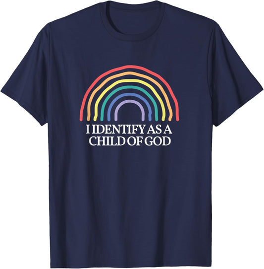 Funny I Identify as a child of God Rainbow Christian T-Shirt - T-Shirt | Navy
