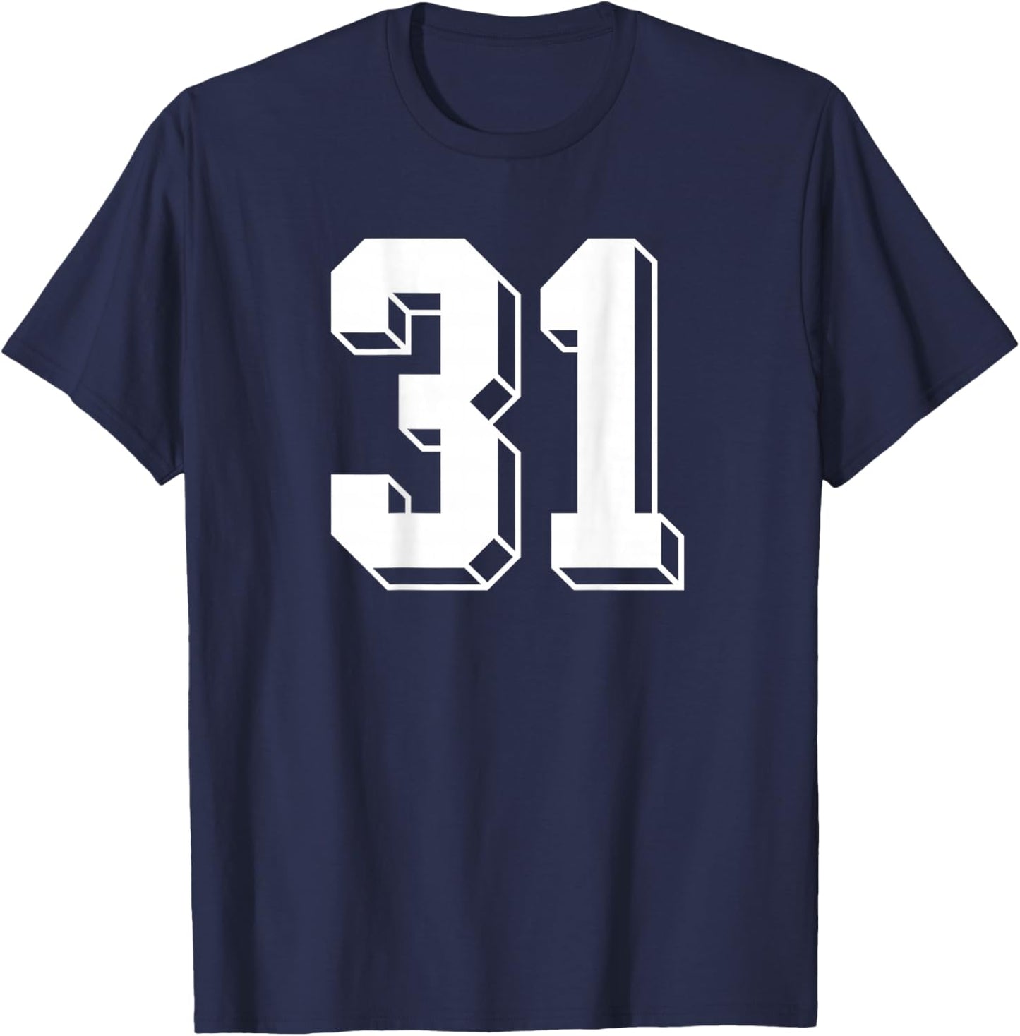 Number 31 BACKSIDE - Retro 80s 90s Team Jersey Numbered T-Shirt - T-Shirt | Navy