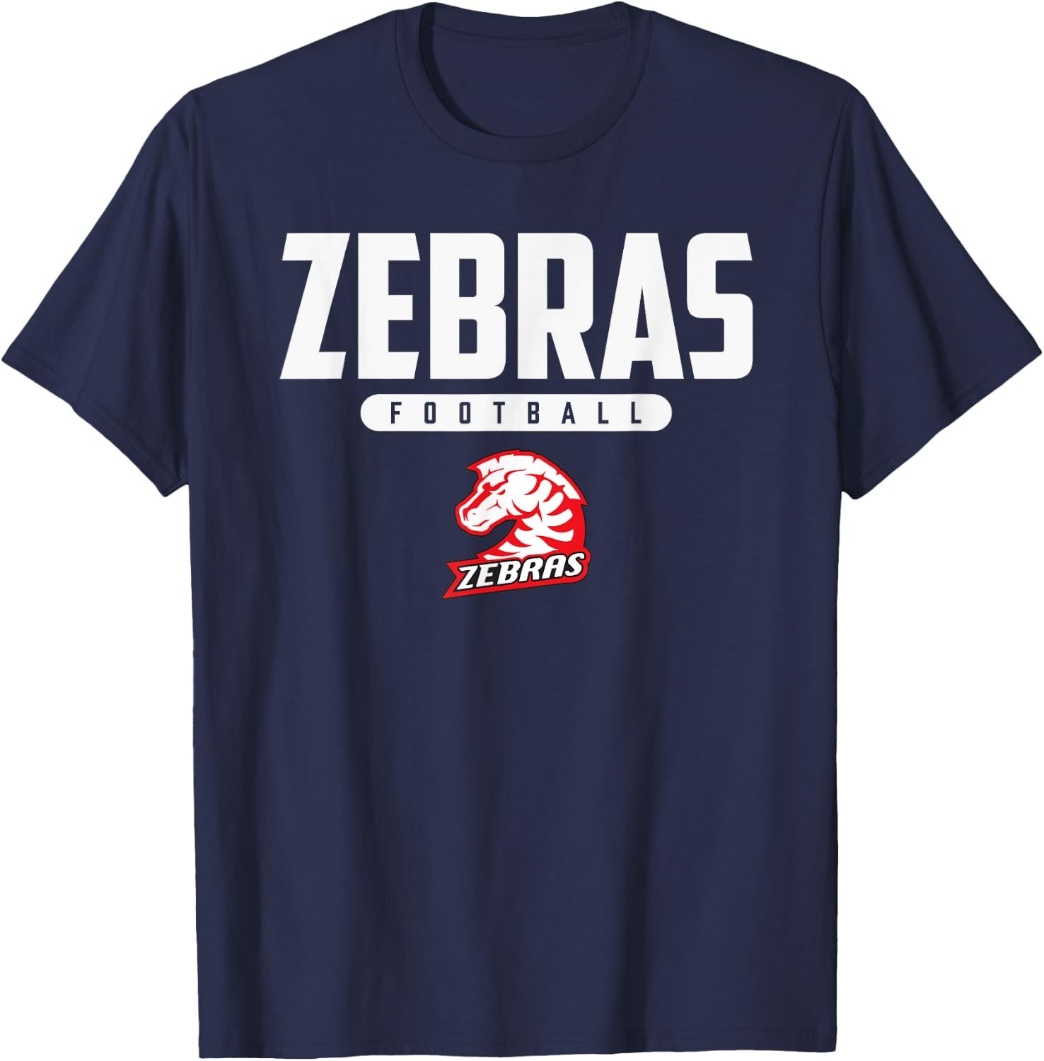 Claremore Zebras Logo Football HS T-Shirt - T-Shirt | Navy