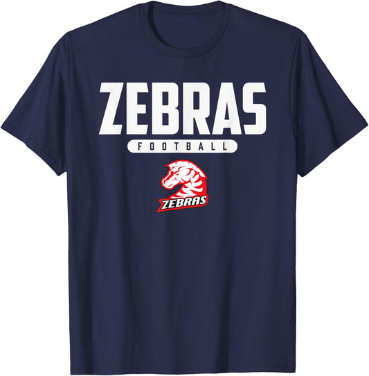 Claremore Zebras Logo Football HS T-Shirt - T-Shirt | Navy