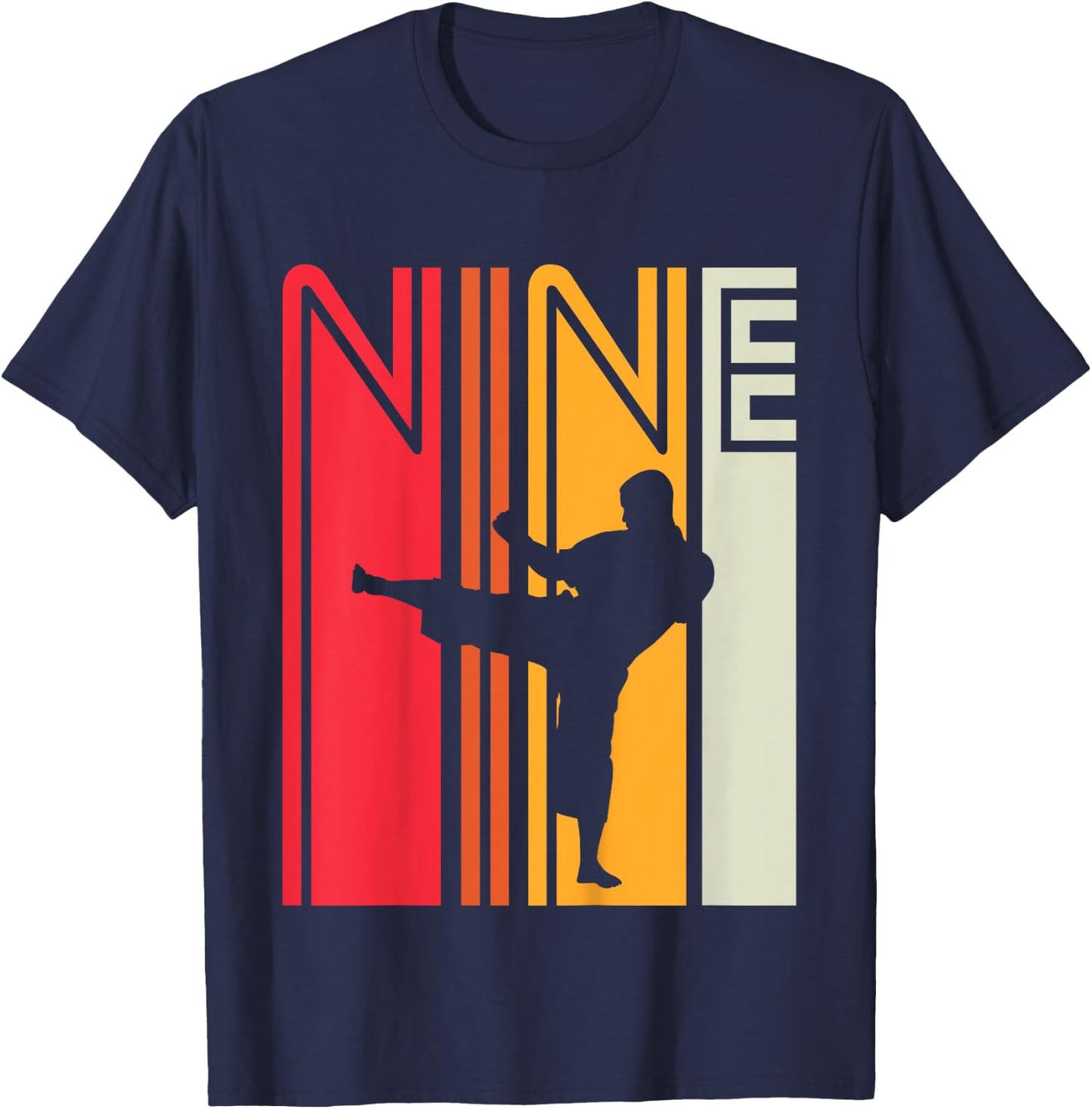 Kids 9th Birthday Gift Karate Retro Taekwondo Martial Arts Boys T-Shirt - T-Shirt | Navy