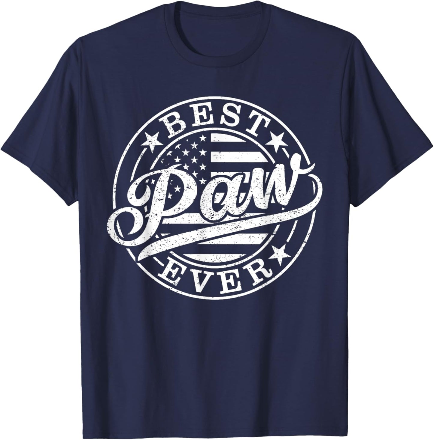 Best Paw Ever Father's Day American US Flag T-Shirt - T-Shirt | Navy