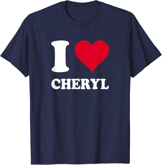 Red Heart I Love Cheryl T-Shirt - T-Shirt | Navy