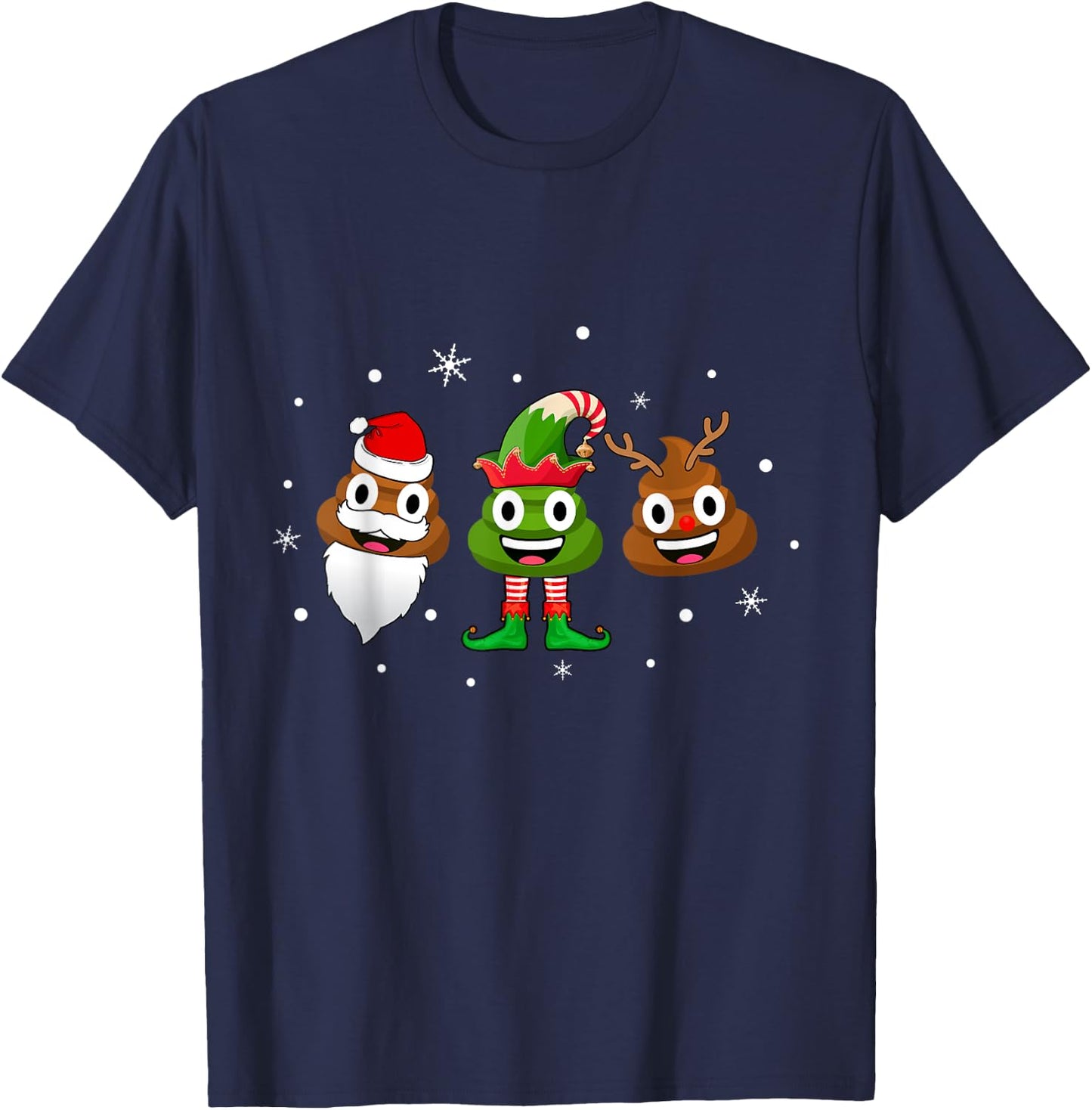 Funny Poop Santa Elf Reindeer Christmas Pajama Gift T-Shirt - T-Shirt | Navy