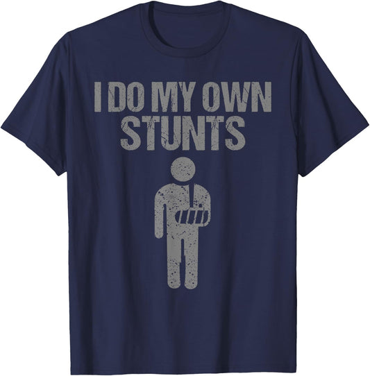 Funny I Do My Own Stunts | Broken Arm Get Well Gift Kids T-Shirt - T-Shirt | Navy