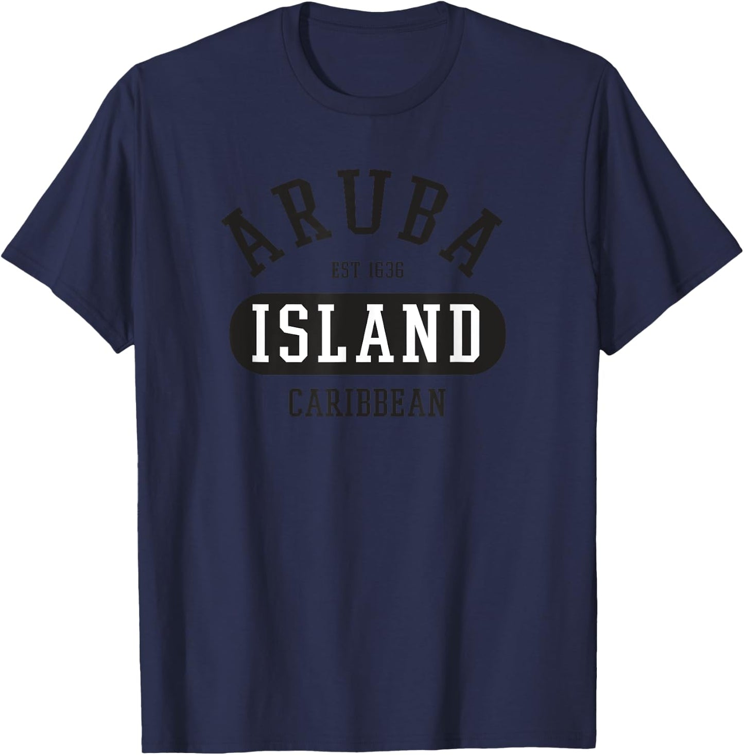 Retro Aruba Caribbean College Jersey Style Novelty Art T-Shirt - T-Shirt | Navy
