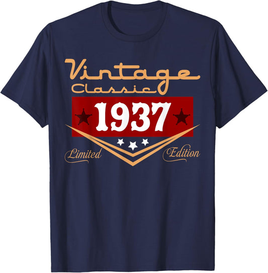 Vintage 88th Birthday Decorations Vintage 1937 88 Years Old T-Shirt - T-Shirt | Navy